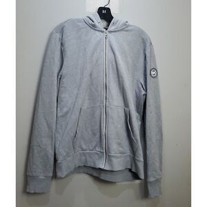 Michael Kors‎ Hoodie Mens Size Large Patch MK Gray Full Zip Pockets Solid Sports